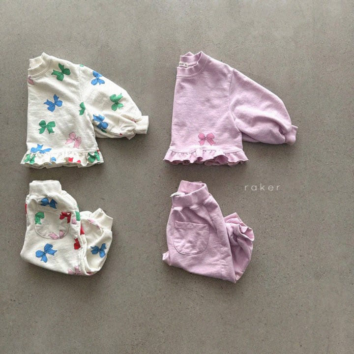 Raker - Korean Children Fashion - #Kfashion4kids - Color Color Ribbon Top Bottom Set