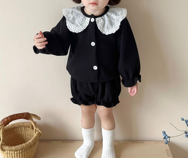 Reve Kid - Korean Baby Fashion - #babyboutique - Lace Collar Top Bottom Set - 2