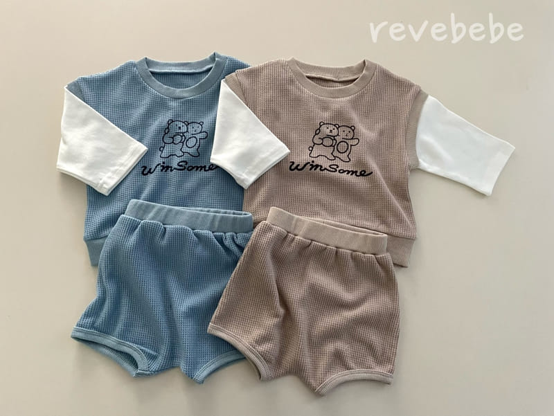 Reve Kid - Korean Baby Fashion - #babyootd - Bear Waffle Top Bottom Set