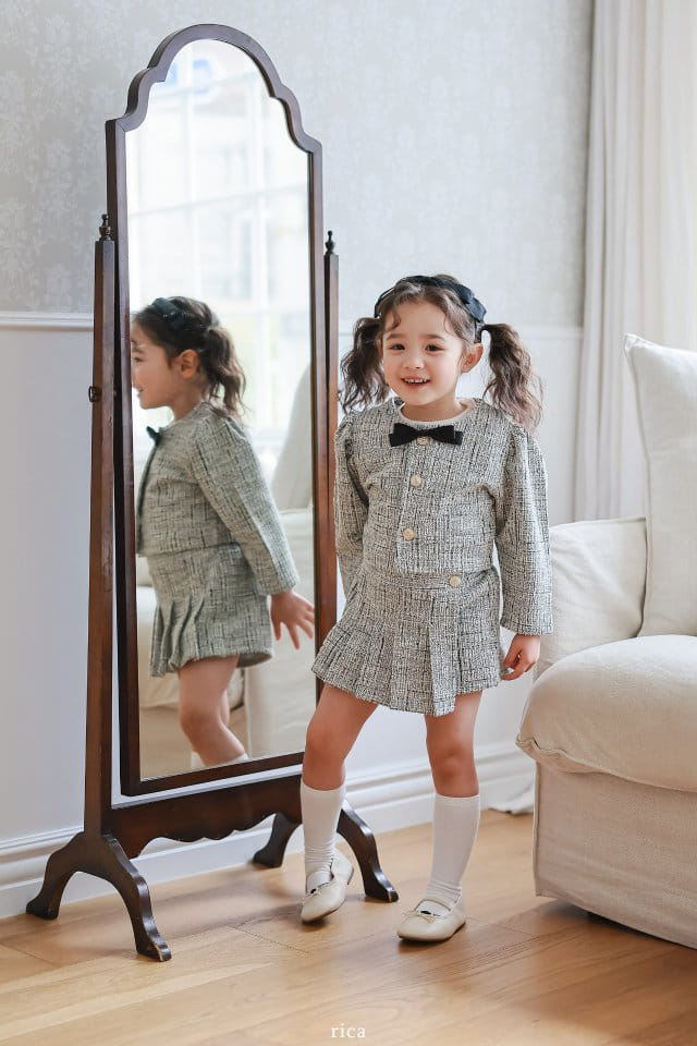 Rica - Korean Children Fashion - #Kfashion4kids - Tweed Top Bottom Set