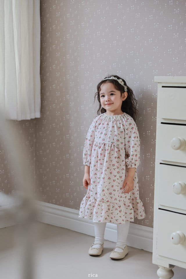 Rica - Korean Children Fashion - #childrensboutique - Check Flower One-Piece - 6