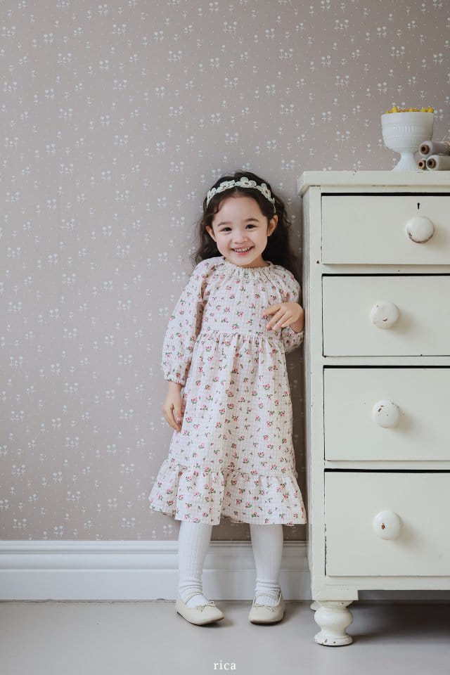 Rica - Korean Children Fashion - #discoveringself - Check Flower One-Piece - 8