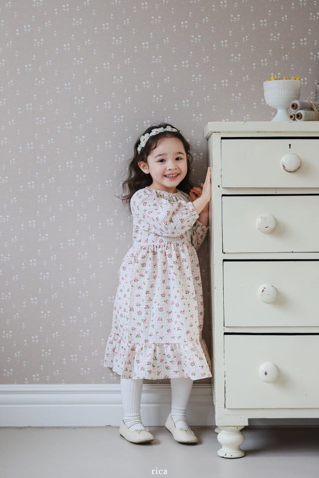 Rica - Korean Children Fashion - #fashionkids - Check Flower One-Piece - 9
