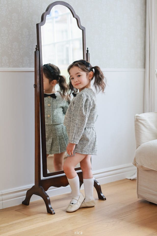 Rica - Korean Children Fashion - #magicofchildhood - Tweed Top Bottom Set - 3