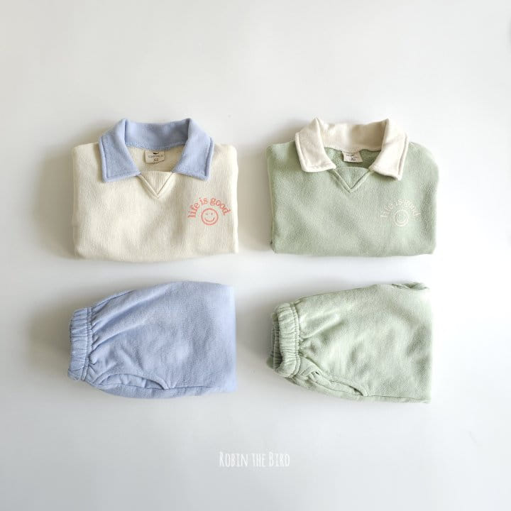Saerobin - Korean Children Fashion - #designkidswear - Smile Collar Top Bottom Set