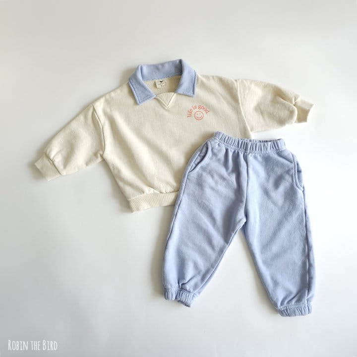 Saerobin - Korean Children Fashion - #discoveringself - Smile Collar Top Bottom Set - 2