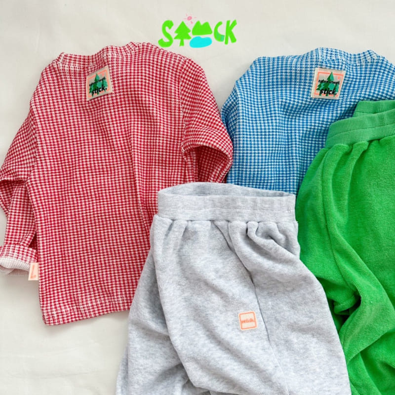 Stick - Korean Children Fashion - #kidsshorts - Check Waffle Tee - 3