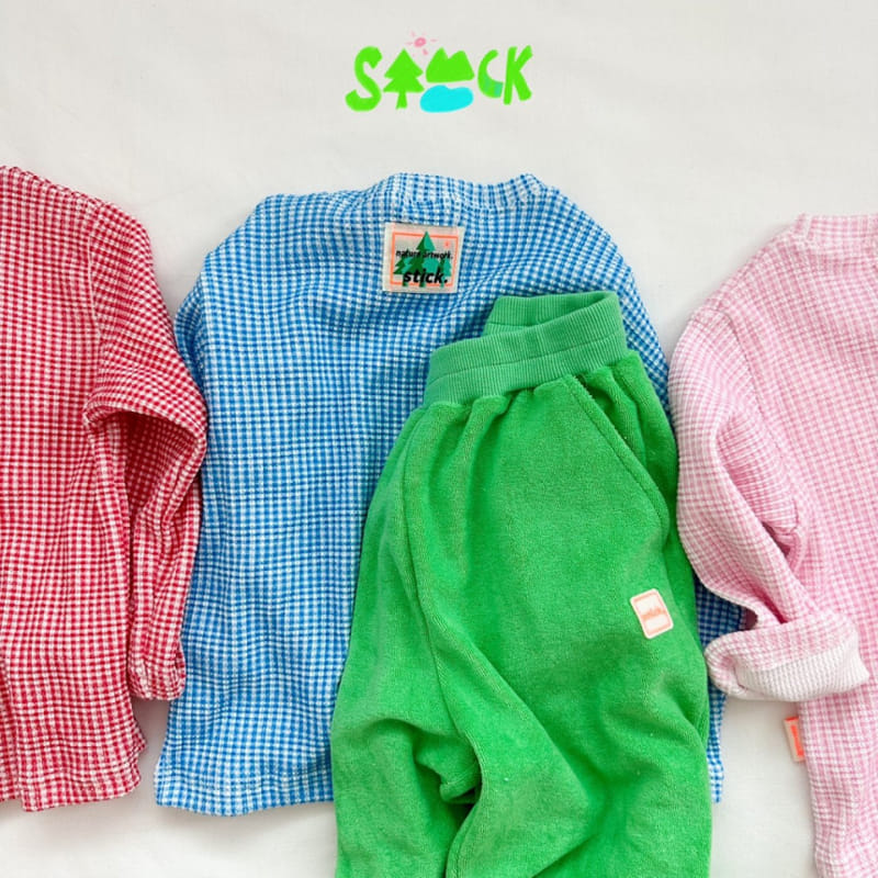 Stick - Korean Children Fashion - #kidsshorts - Check Waffle Tee - 4
