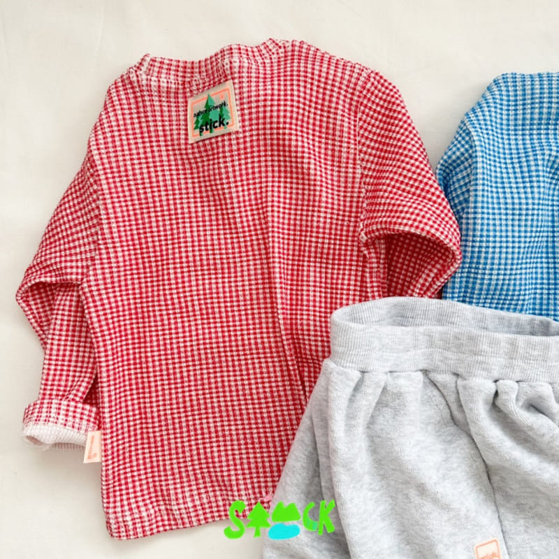 Stick - Korean Children Fashion - #littlefashionista - Check Waffle Tee - 7