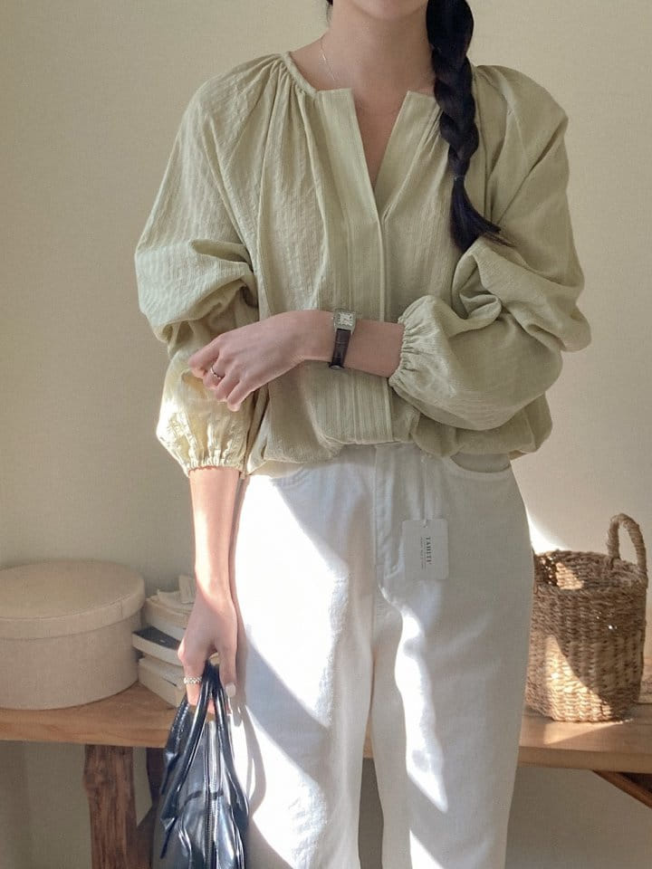 Tahiti - Korean Women Fashion - #shopsmall - Olive Blouse - 2