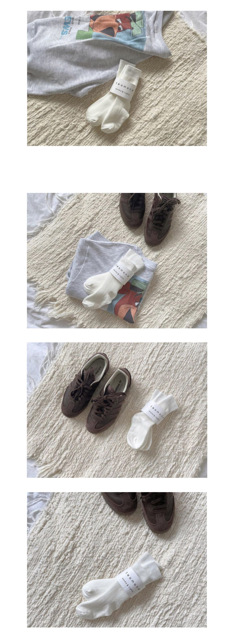 Teamand - Korean Children Fashion - #kidzfashiontrend - Oreo White Socks Set With Adult - 3