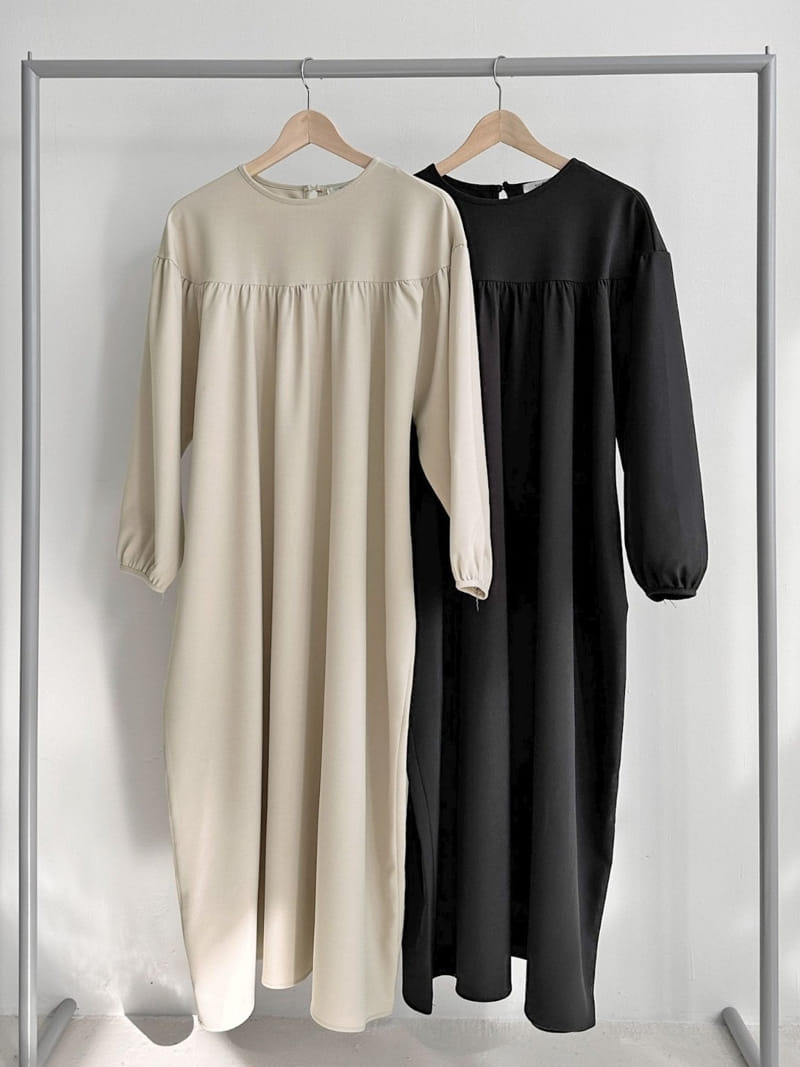 Theggllim - Korean Women Fashion - #momslook - Over Shirring One-Piece - 2
