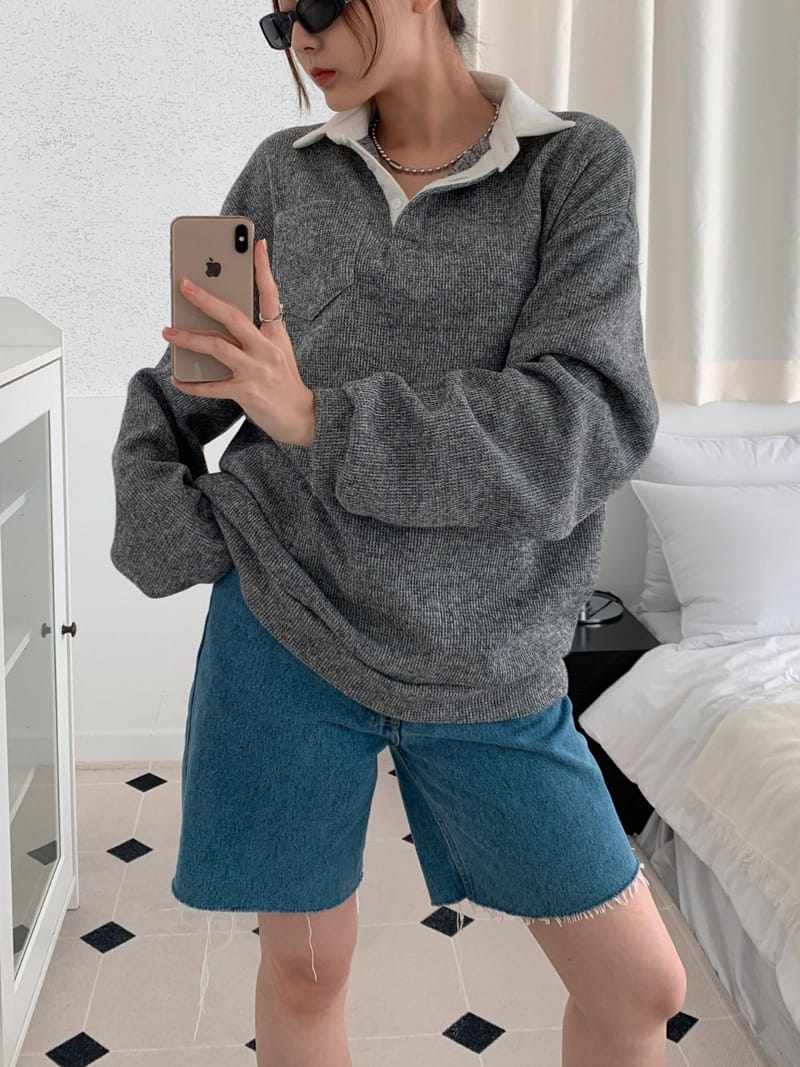 Theggllim - Korean Women Fashion - #momslook - Rugby Collar Sweatshirt - 11