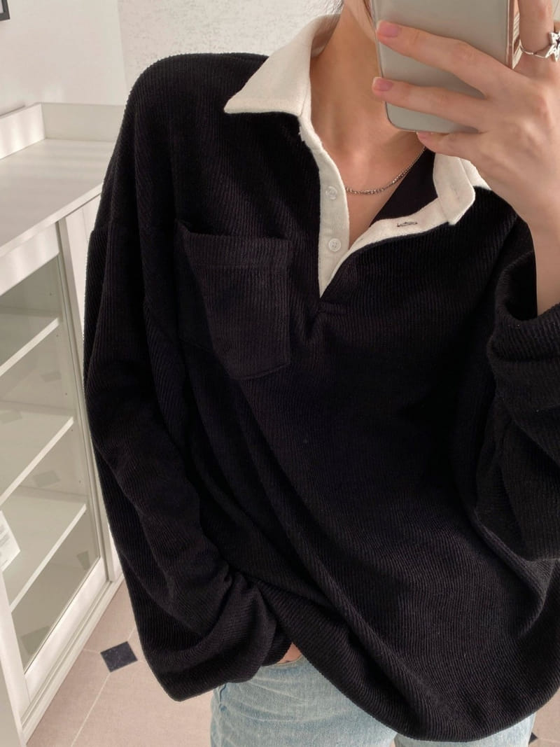 Theggllim - Korean Women Fashion - #momslook - Rugby Collar Sweatshirt - 7