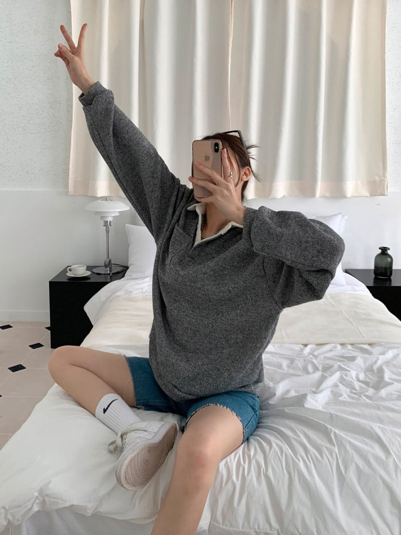 Theggllim - Korean Women Fashion - #momslook - Rugby Collar Sweatshirt - 9