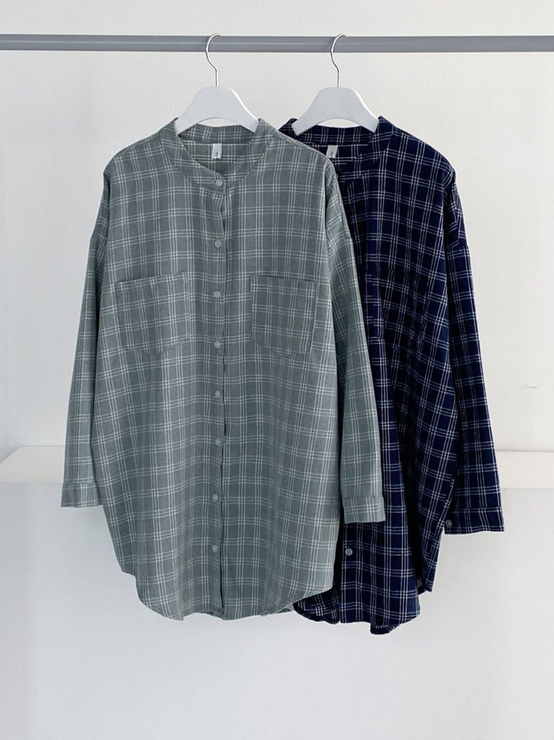 Theggllim - Korean Women Fashion - #womensfashion - Henry Check Shirt - 4