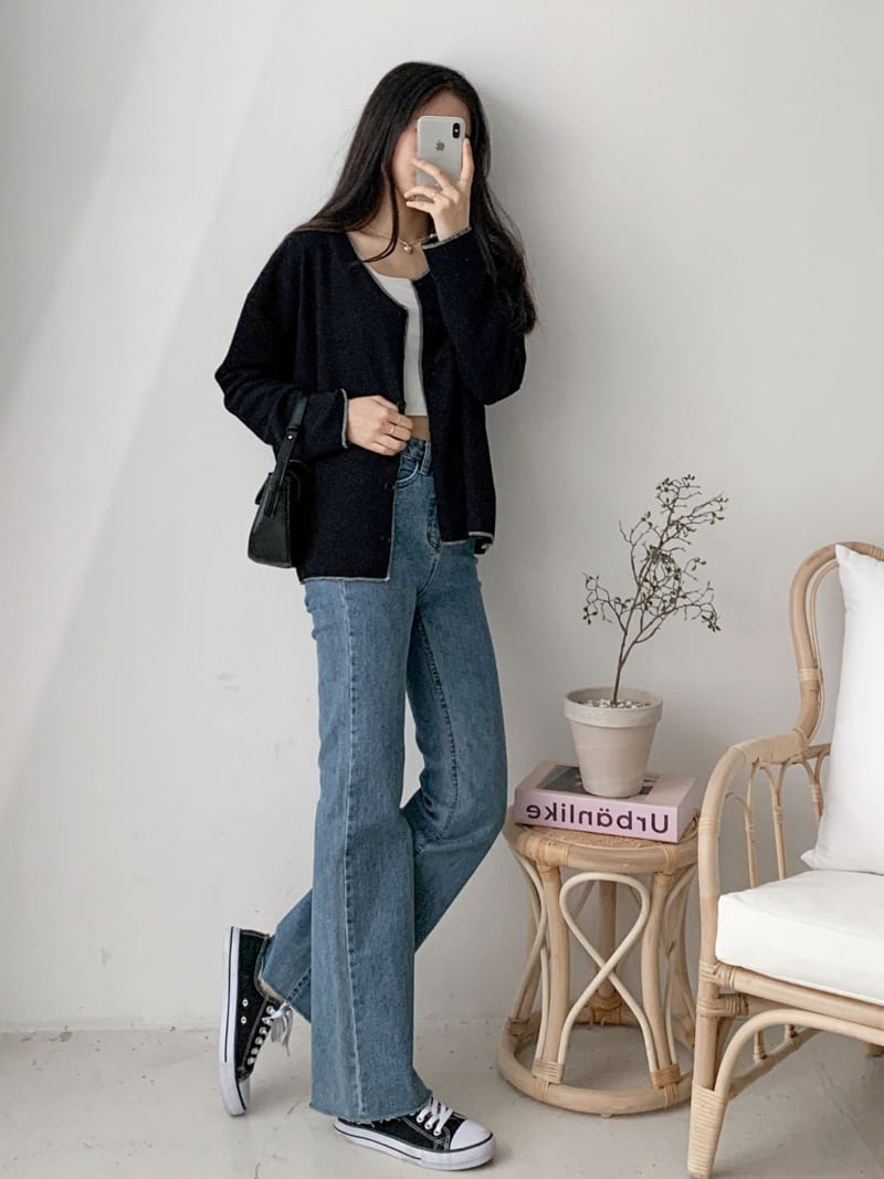 Theggllim - Korean Women Fashion - #momslook - Stitch Color Cardigan - 8