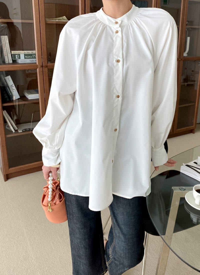 Theggllim - Korean Women Fashion - #momslook - Easy Henry Neck Shirt - 7