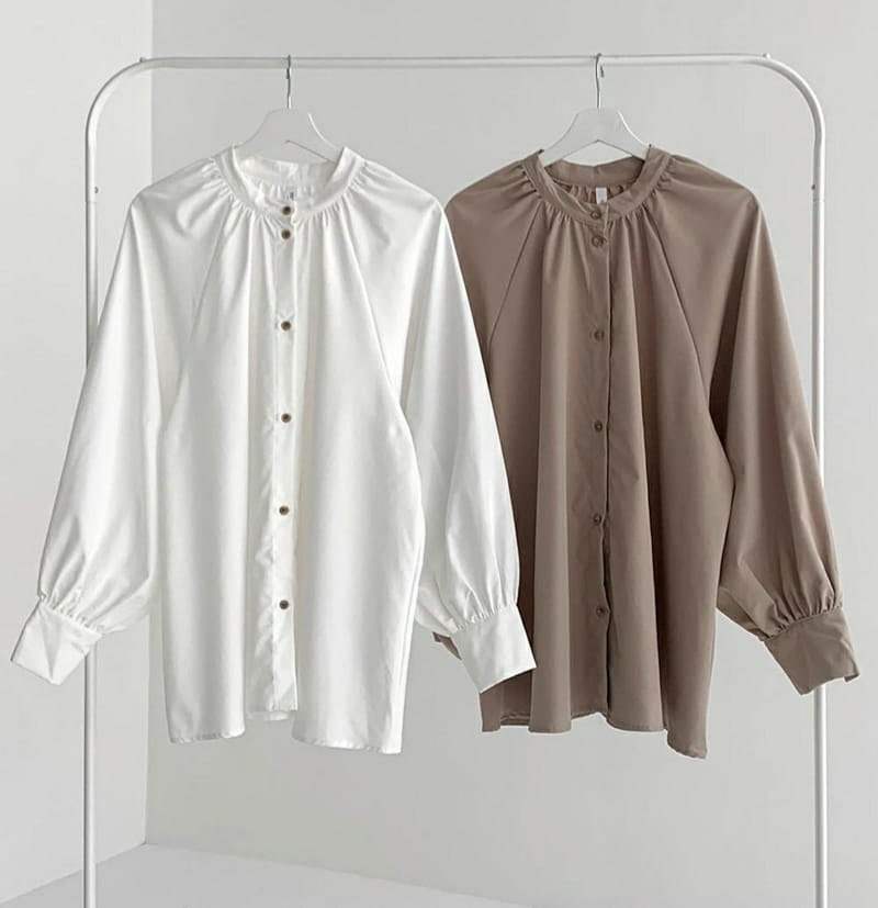 Theggllim - Korean Women Fashion - #momslook - Easy Henry Neck Shirt - 9