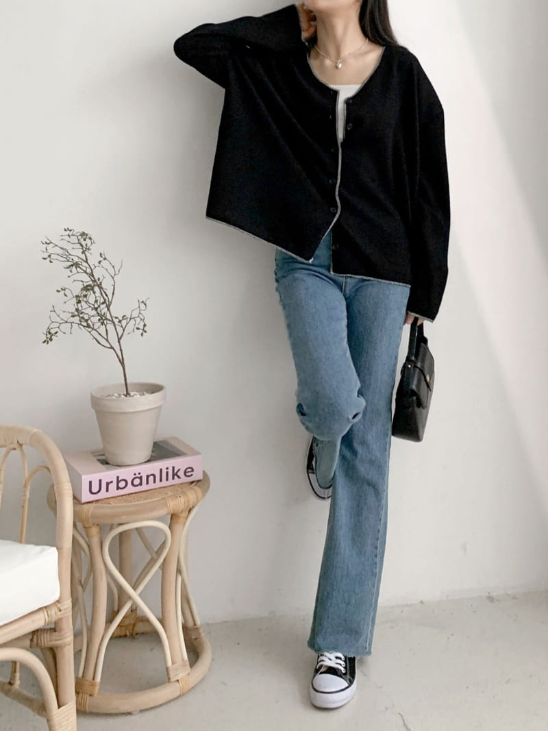 Theggllim - Korean Women Fashion - #pursuepretty - Stitch Color Cardigan - 2