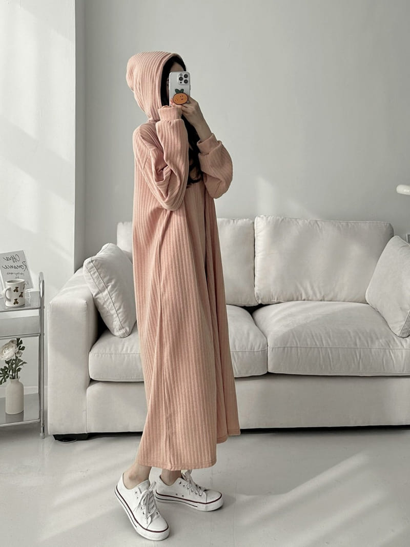 Theggllim - Korean Women Fashion - #restrostyle - Hoody Rib One-Piece - 6