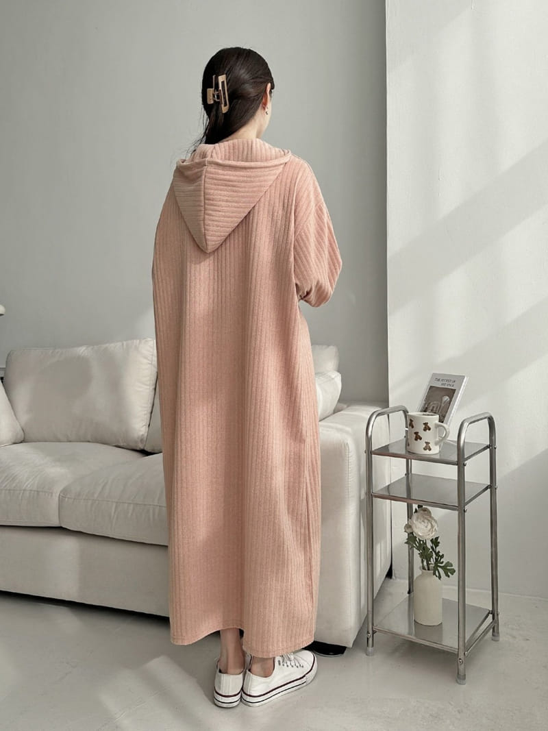 Theggllim - Korean Women Fashion - #romanticstyle - Hoody Rib One-Piece - 7