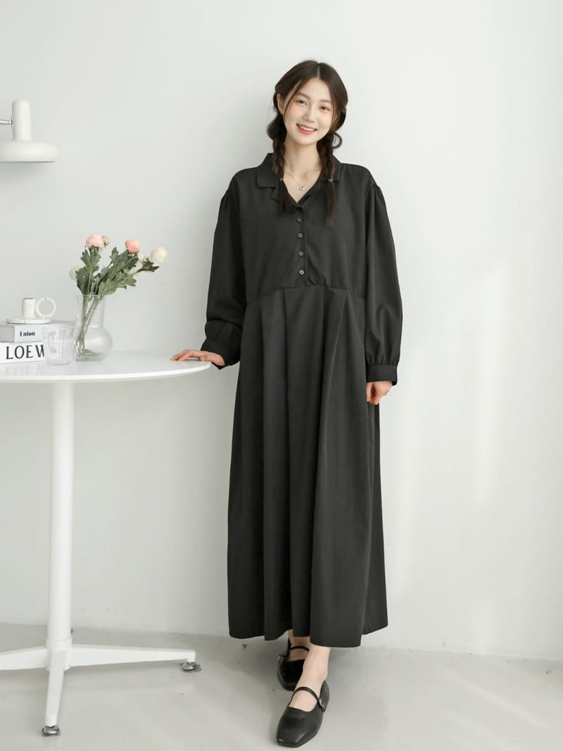 Theggllim - Korean Women Fashion - #thelittlethings - Open Collar One-Piece - 2