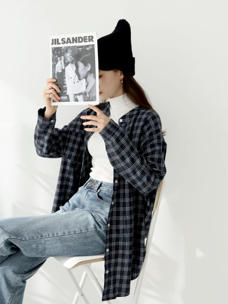 Theggllim - Korean Women Fashion - #vintageinspired - Henry Check Shirt - 10