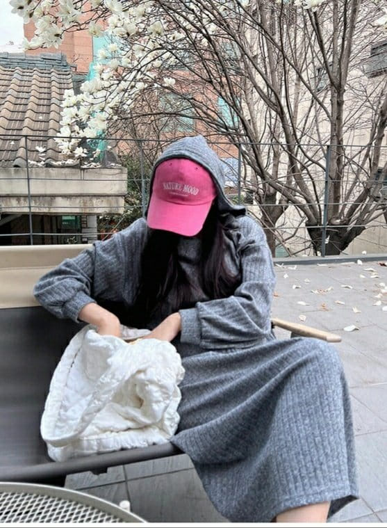 Theggllim - Korean Women Fashion - #vintageinspired - Hoody Rib One-Piece - 3