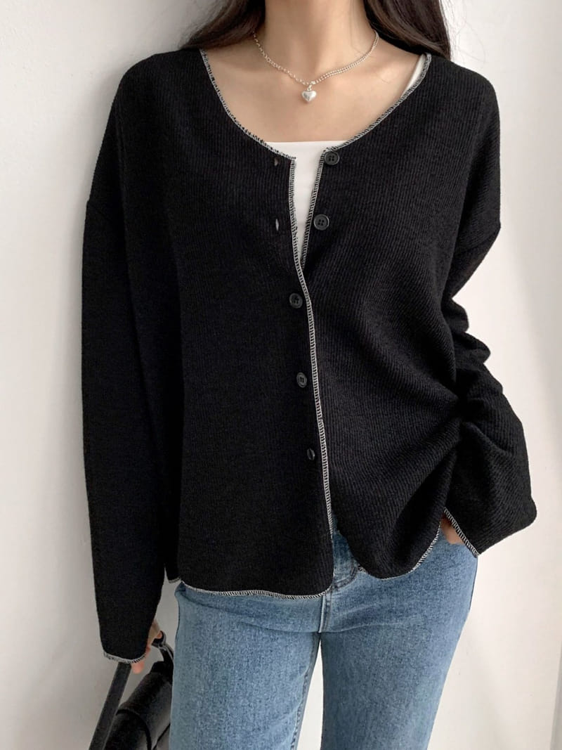 Theggllim - Korean Women Fashion - #vintagekidsstyle - Stitch Color Cardigan