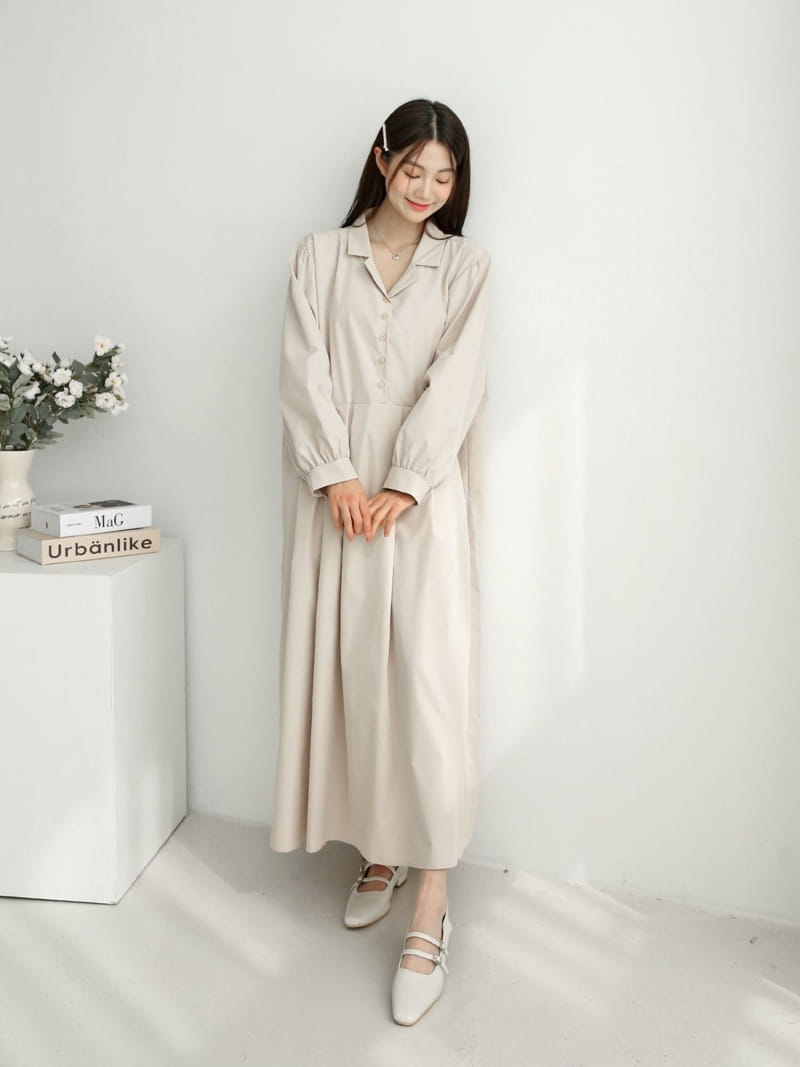 Theggllim - Korean Women Fashion - #momslook - Open Collar One-Piece - 4