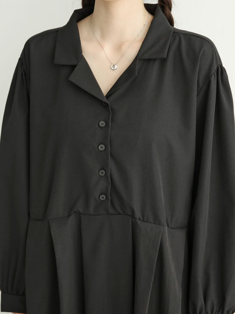 Theggllim - Korean Women Fashion - #womensfashion - Open Collar One-Piece - 8
