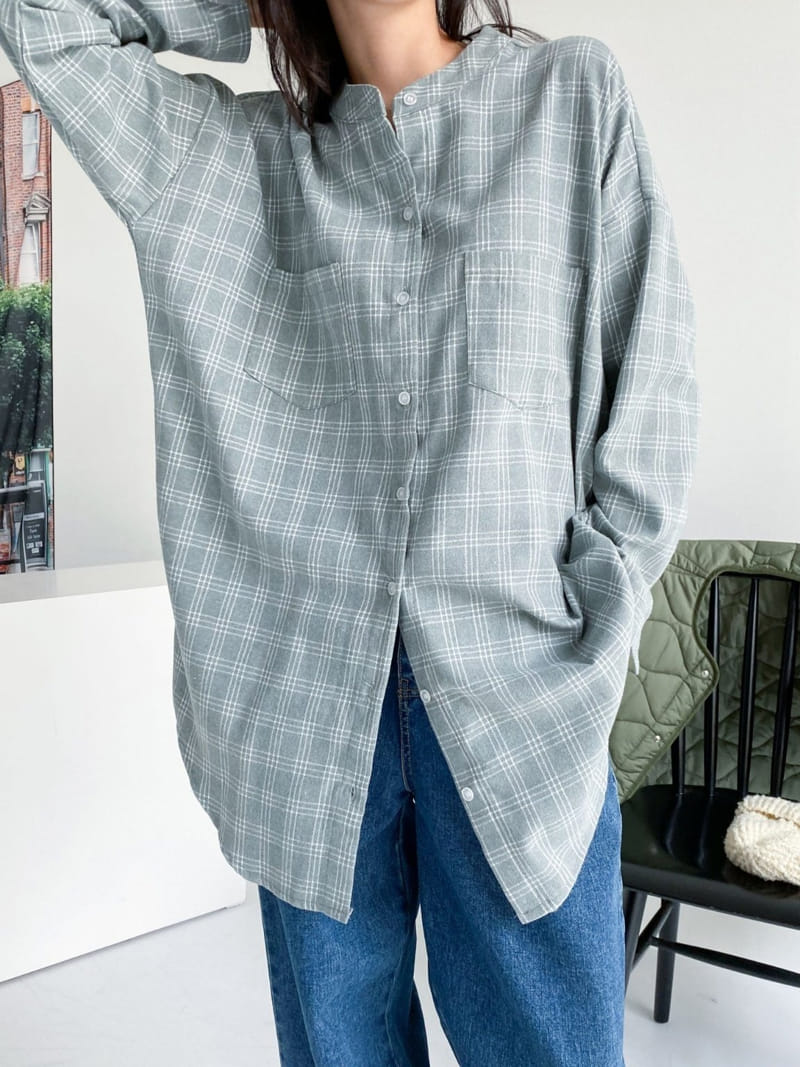 Theggllim - Korean Women Fashion - #womensfashion - Henry Check Shirt - 3