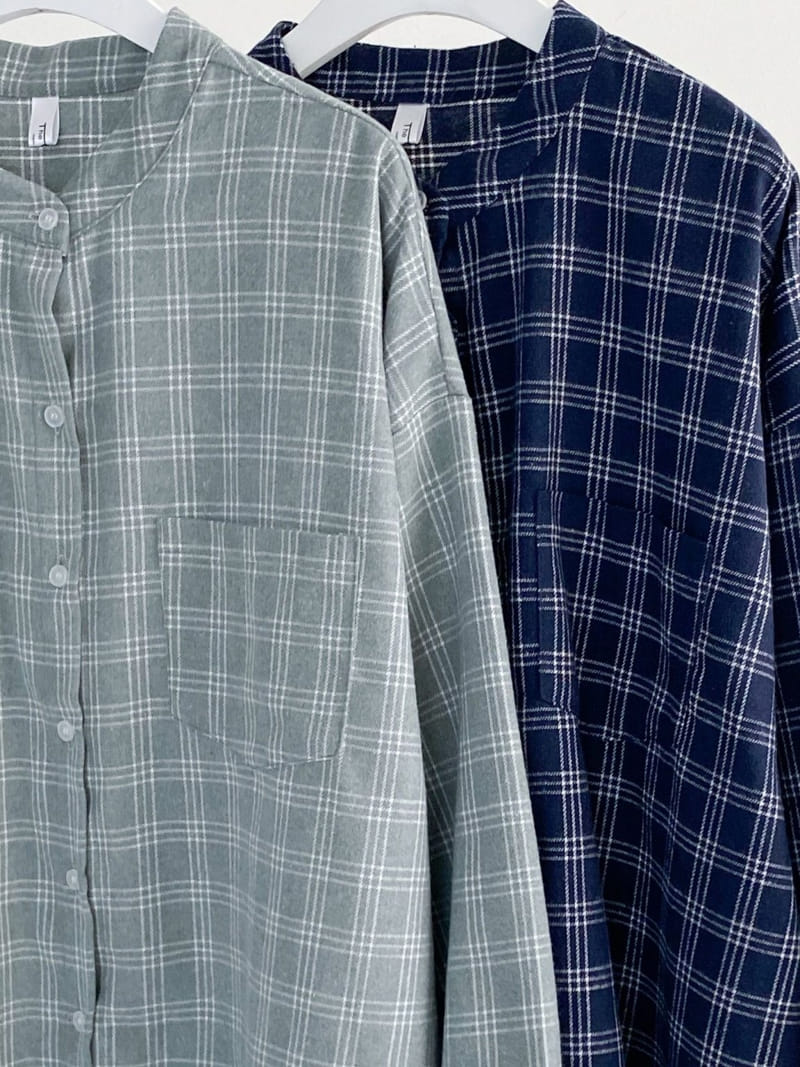 Theggllim - Korean Women Fashion - #womensfashion - Henry Check Shirt - 5