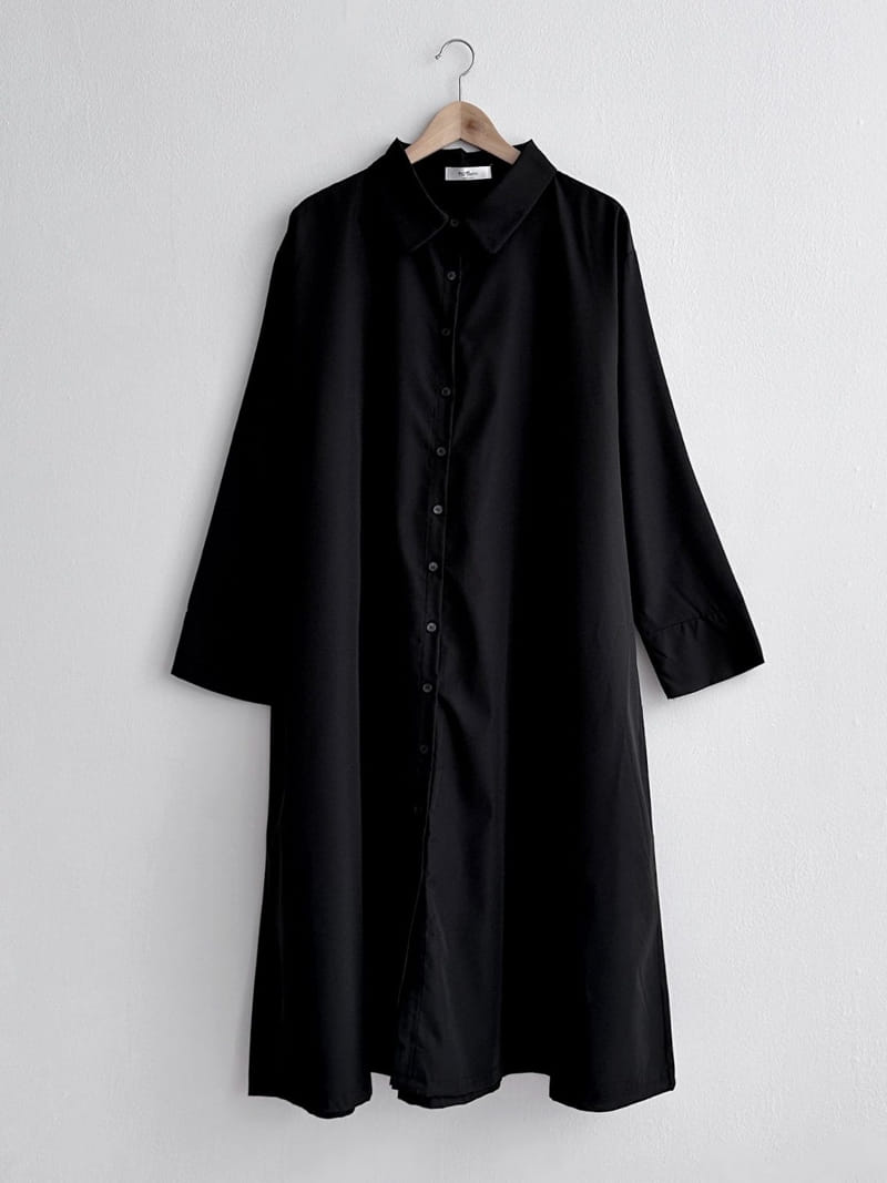 Theggllim - Korean Women Fashion - #womensfashion - Turn Up Shirt One-Piece  - 7