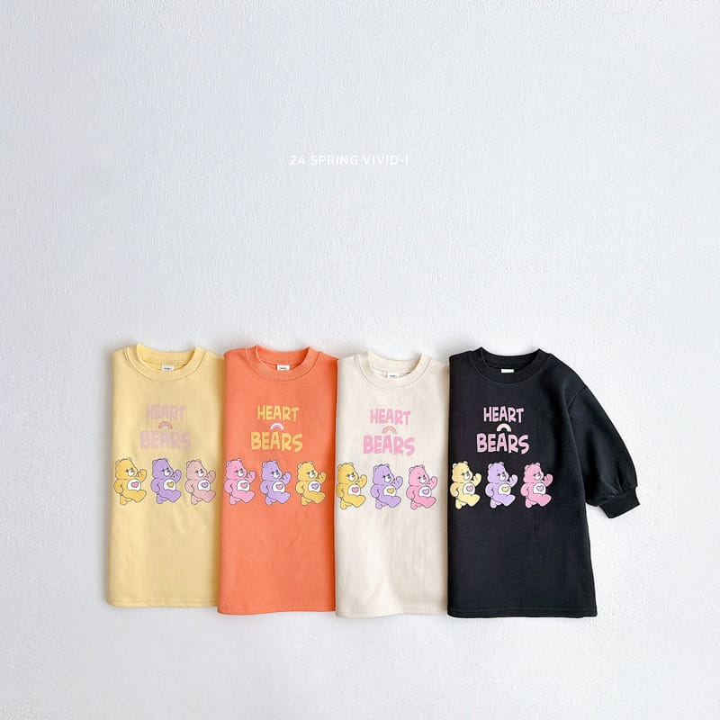 Vivid I - Korean Children Fashion - #Kfashion4kids - Heart Bear One-Piece