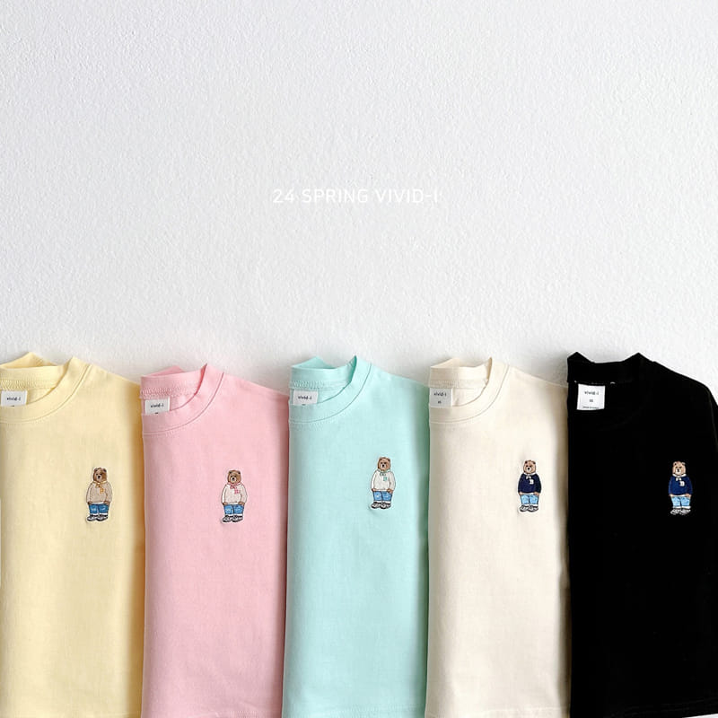 Vivid I - Korean Children Fashion - #Kfashion4kids - 24 Bear Embroidery Single Tee - 2