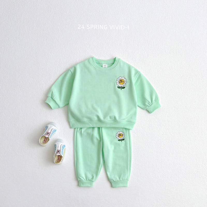 Vivid I - Korean Children Fashion - #childofig - Sun Flower Embroidery Top Bottom Set - 4