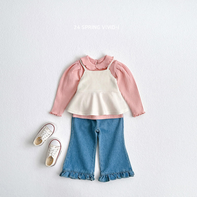 Vivid I - Korean Children Fashion - #designkidswear - Frill Wide Denim Pants - 8