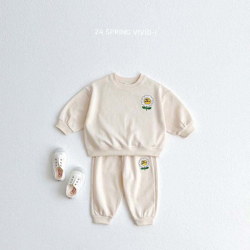Vivid I - Korean Children Fashion - #designkidswear - Sun Flower Embroidery Top Bottom Set - 5