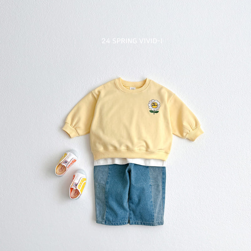 Vivid I - Korean Children Fashion - #discoveringself - Sun Flower Embroidery Top Bottom Set - 6