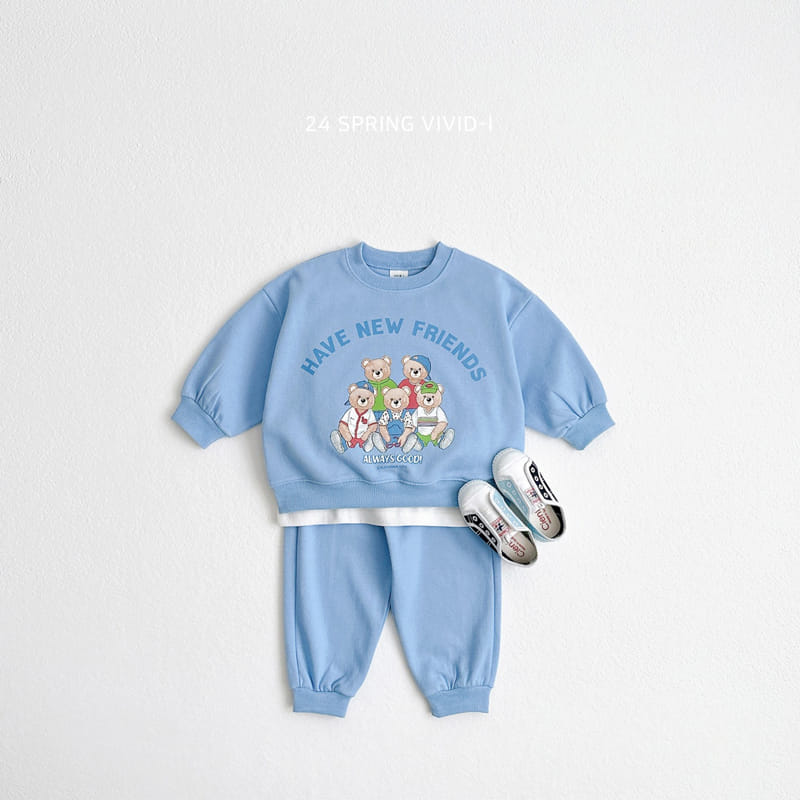 Vivid I - Korean Children Fashion - #designkidswear - Bear Friends Top Bottom Set - 4