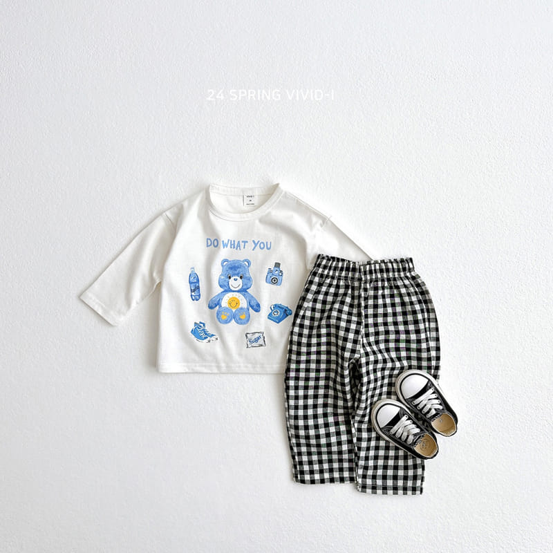 Vivid I - Korean Children Fashion - #kidzfashiontrend - Bear Check Top Bottom Set - 5