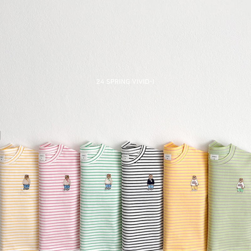 Vivid I - Korean Children Fashion - #kidzfashiontrend - 24 ST Bear Embroidery Single Tee - 2