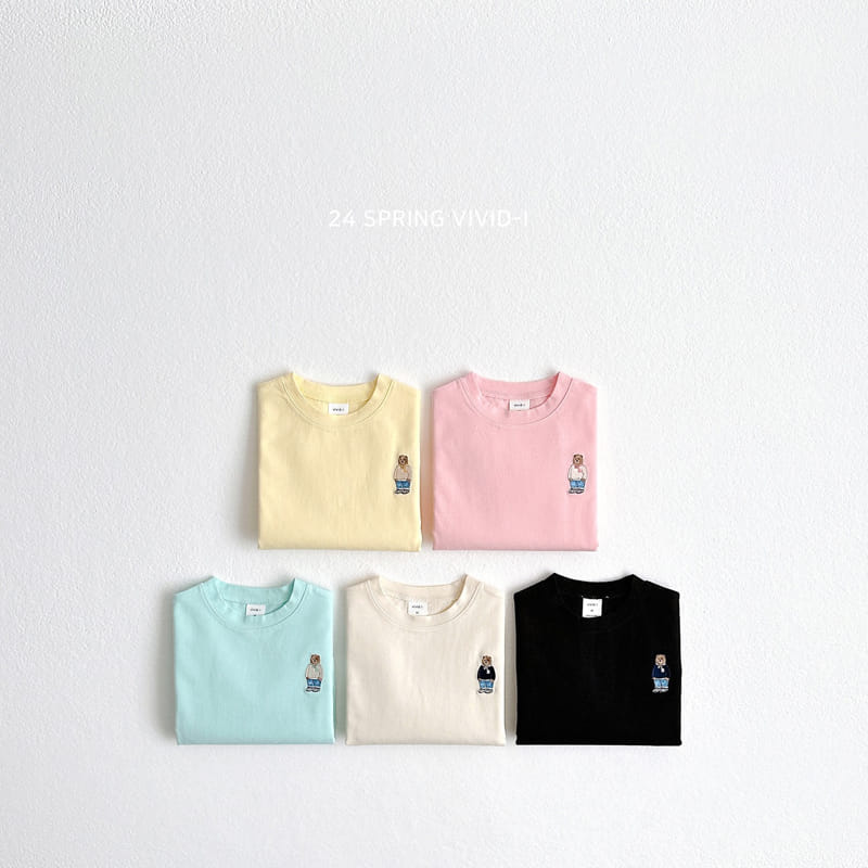 Vivid I - Korean Children Fashion - #kidzfashiontrend - 24 Bear Embroidery Single Tee