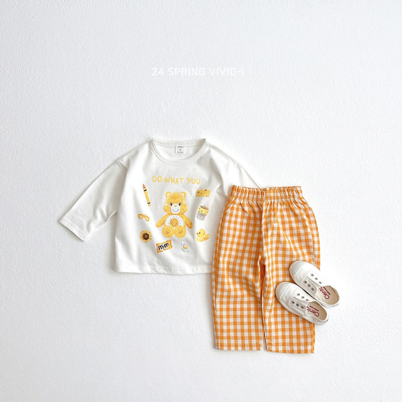 Vivid I - Korean Children Fashion - #littlefashionista - Bear Check Top Bottom Set - 7