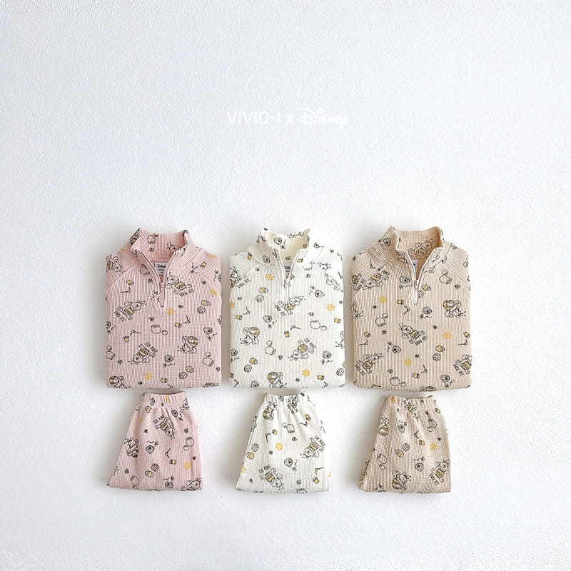 Vivid I - Korean Children Fashion - #littlefashionista - D Waffle Top Bottom Set