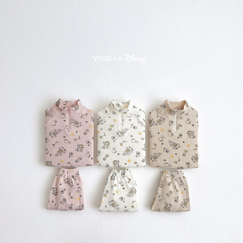 Vivid I - Korean Children Fashion - #magicofchildhood - D Waffle Top Bottom Set - 2