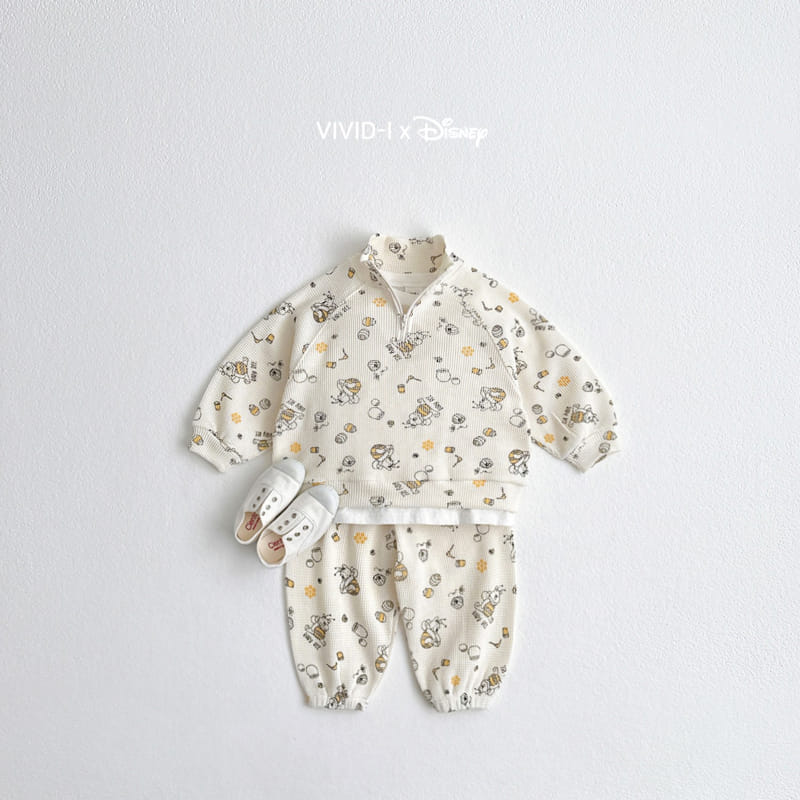 Vivid I - Korean Children Fashion - #minifashionista - D Waffle Top Bottom Set - 3