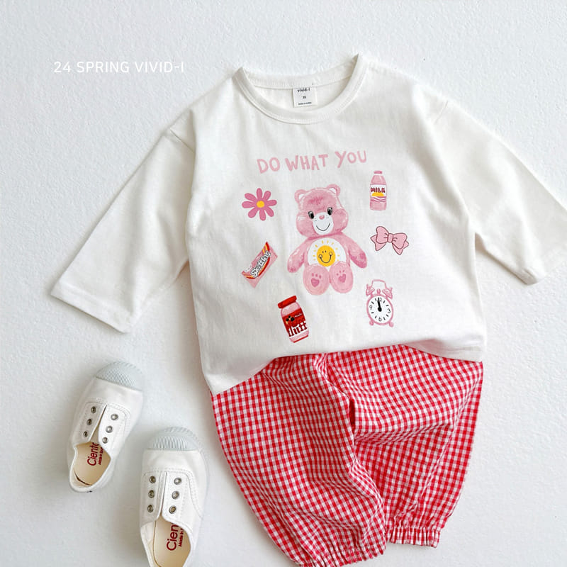 Vivid I - Korean Children Fashion - #prettylittlegirls - Bear Check Top Bottom Set - 10
